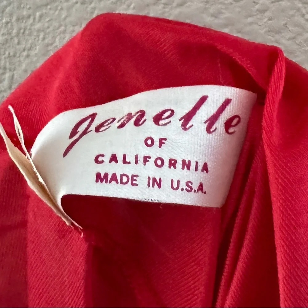 Vtg 70s Janelle California Red Satin Tulle Nightgown Dress Slip Negligee SM Tall